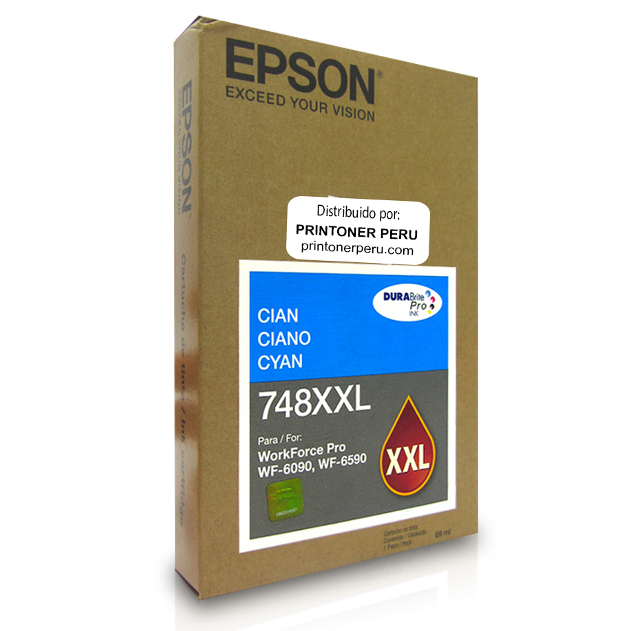 Cartucho de Tinta Epson 748XXL Cyan 69ml. – Prin Toner Perú