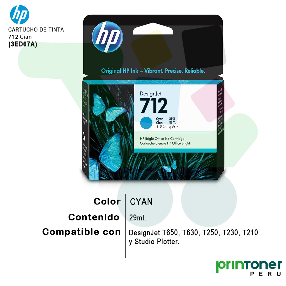 Cartucho de Tina HP 712 cyan - 2