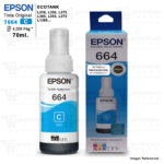 TINTA EPSON T664 CYAN Botella de 70ml. T664220 - Original