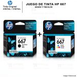 Tinta HP 667 por Juego de 2 unidades negro y tricolor