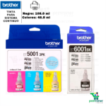 Kit Tinta Brother BT-6001 Negro, BT5001 Tripack Cyan Magenta, Yellow T300