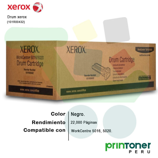 Drum Xerox 101R00432 WorkCentre 5016, 5020 - PrinToner Perú