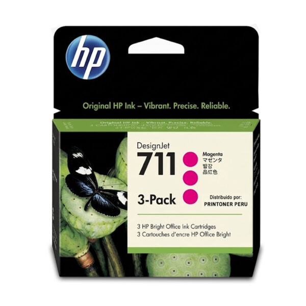 Tinta HP 711 Magenta Original CZ135A Tripack x 3 para DesignJet T120 T130 T520 T530