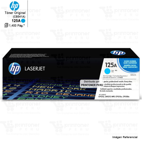 Toner HP 125A Cyan CB541A Original | 1,400 Páginas | CP1215 CP1515 CM1312