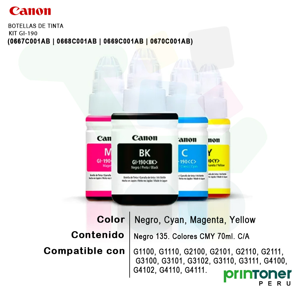 pack de tinta canon gi190 - 5