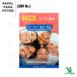 Papel Fotográfico Brillante A4, 20 Hojas de 180 Gr. Blanco Brillante
