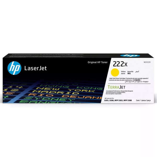 Toner HP 222X Yellow W2222X  LaserJet 3201, 3204, 3288, 3303, 3388 - 2,500Pág. - Original