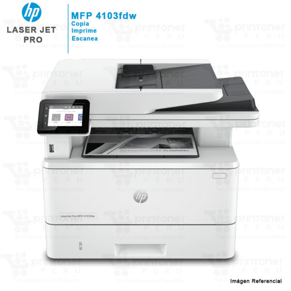Impresora Multifuncional HP LaserJet Pro MFP 4103fdw LAN WiFi Duplex