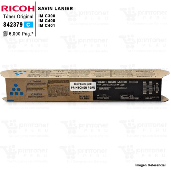 TONER RICOH IM C300 C400 CYAN ORIGINAL 842379 6,000PAG.