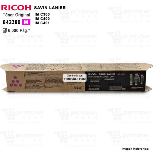 TONER RICOH IM C300 C400 MAGENTA ORIGINAL 842380 6,000PAG.