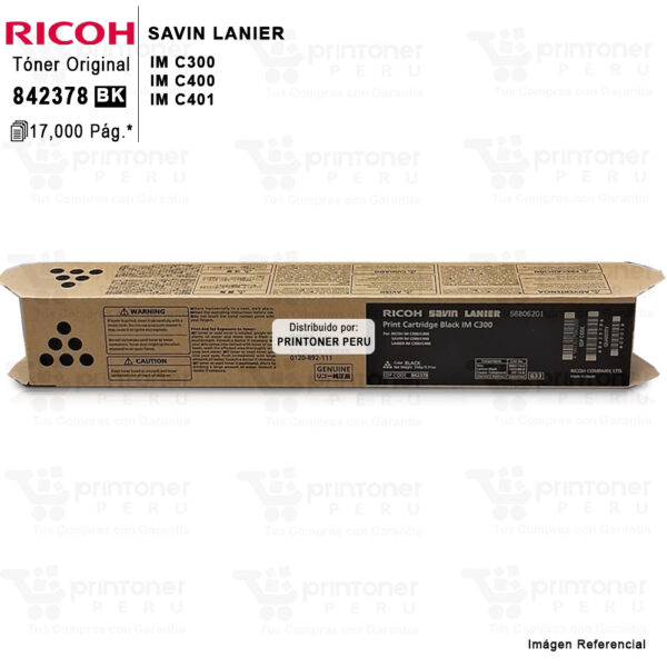 TONER RICOH IM C300 C400 NEGRO ORIGINAL 842378 17,000PAG.