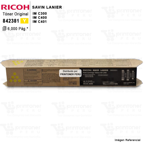 TONER RICOH IM C300 C400 YELLOW ORIGINAL 842381 6,000PAG.