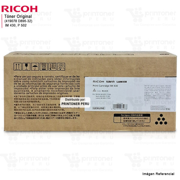 Toner Ricoh IM430 418126 / 419078 Original Negro IM 430F / P502 – 6,000 Páginas