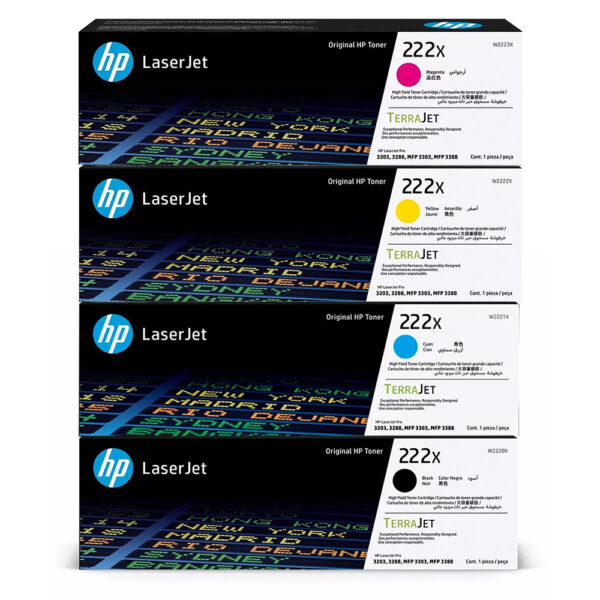 Kit Toner HP 222X Original CMYK W2220X W2221X W2222X W2223X para LaserJet Pro 3203dw / MFP 3303fdw